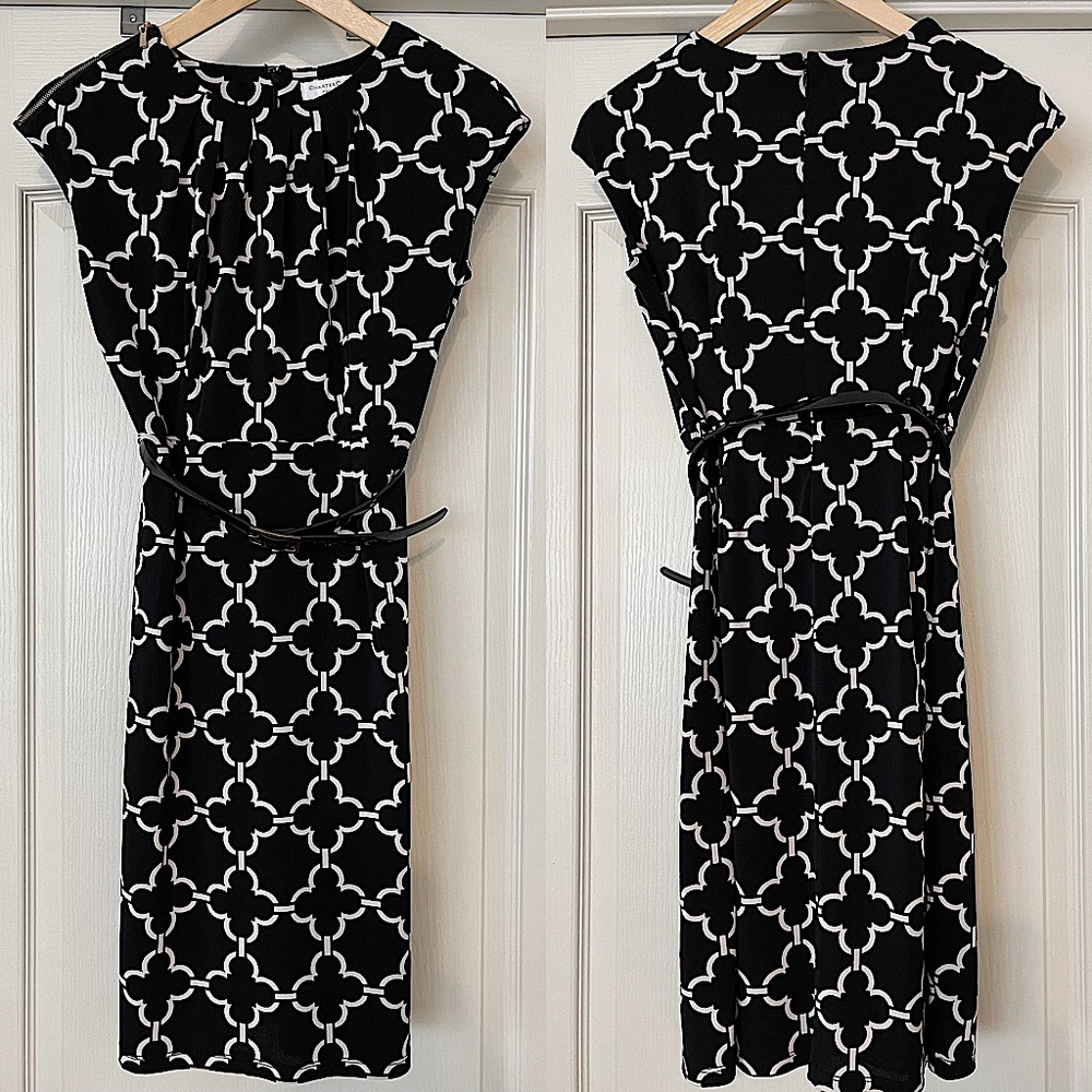 Charter Club Size 2 Petite Black & White Dress w/Belt